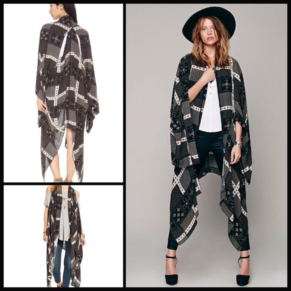 Free People Festival Twilight Star Duster Scarf Shawl Poncho Cape (Size XS/S) - Picture 2 of 6